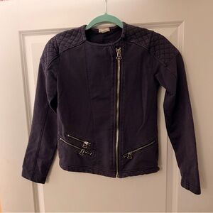 Vintage GAP blue assymetrical quilted Cotten blend moto Jacket